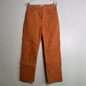 Madewell Womens Classic Straight Leg Ankle Jeans Corduroy Orange Sz 28